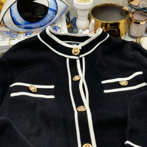 🆕 KARL LAGERFELD 🧿 NWT Classic Cardigan with Logo Embroidery & Buttons, Sz M - Picture 10 of 13